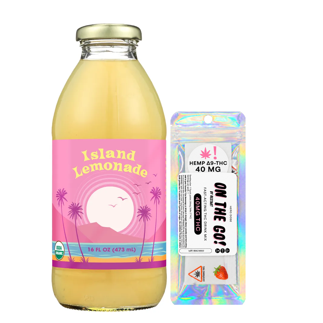 Organic Island Lemonade 16oz + On-The-Go 40MG THC Drink Mix / Lemonade